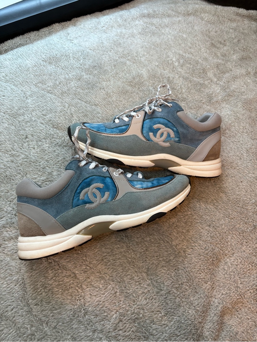Chanel Men’s Blue Suede ‘CC’ Logo Trainers